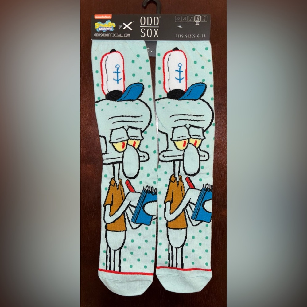 SPONGEBOB SQUAREPANTS “SQUIDWARD” ODD SOX CREW SOCKS NWT MEN’S SHOE SIZE 6-13